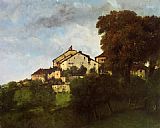 Gustave Courbet Canvas Paintings - Houses on the hill
